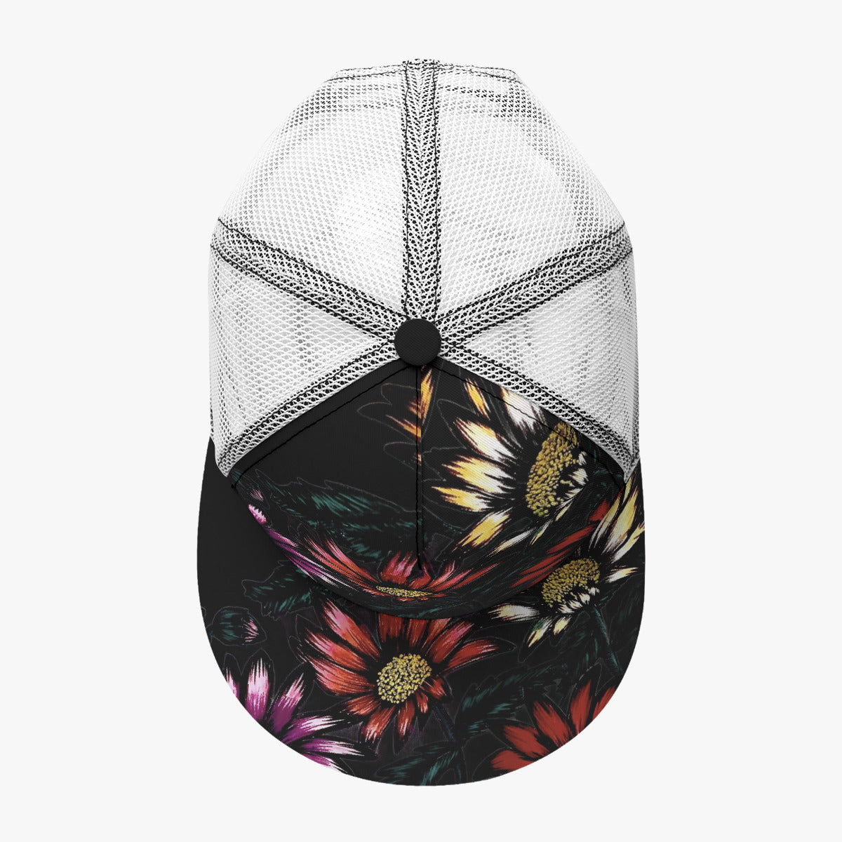 All-Over Print Black Buckle Flat-brimmed Mesh Cap With Box