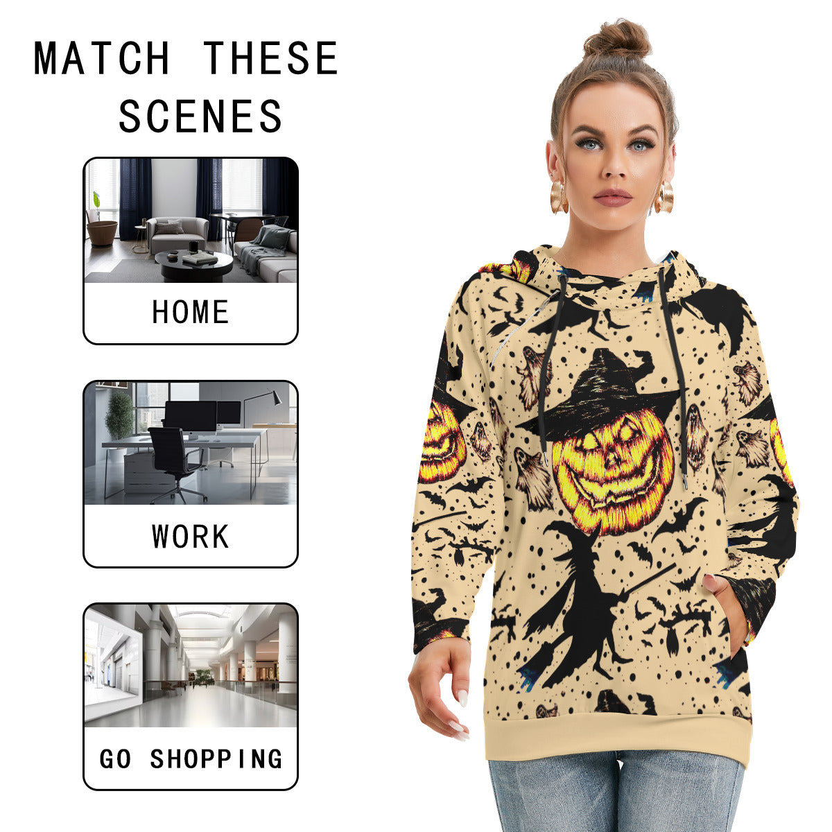 All-Over Print Women's Hoodie With Double Hood