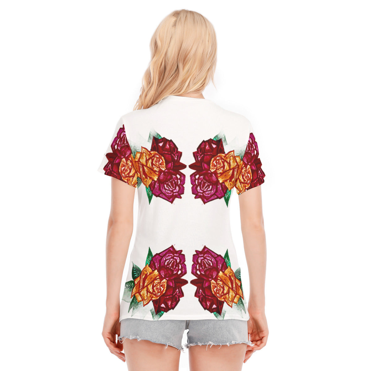 All-Over Print Women's Round Neck T-Shirt | 190GSM Cotton
