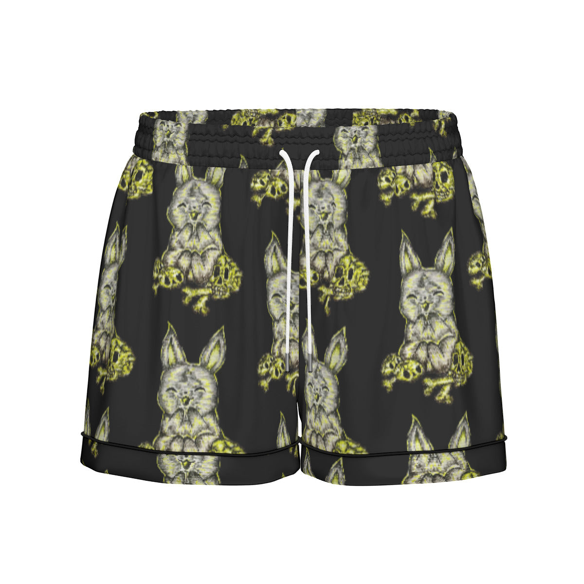 All-Over Print Women's Imitation Silk Pajama Set With Short Sleeve