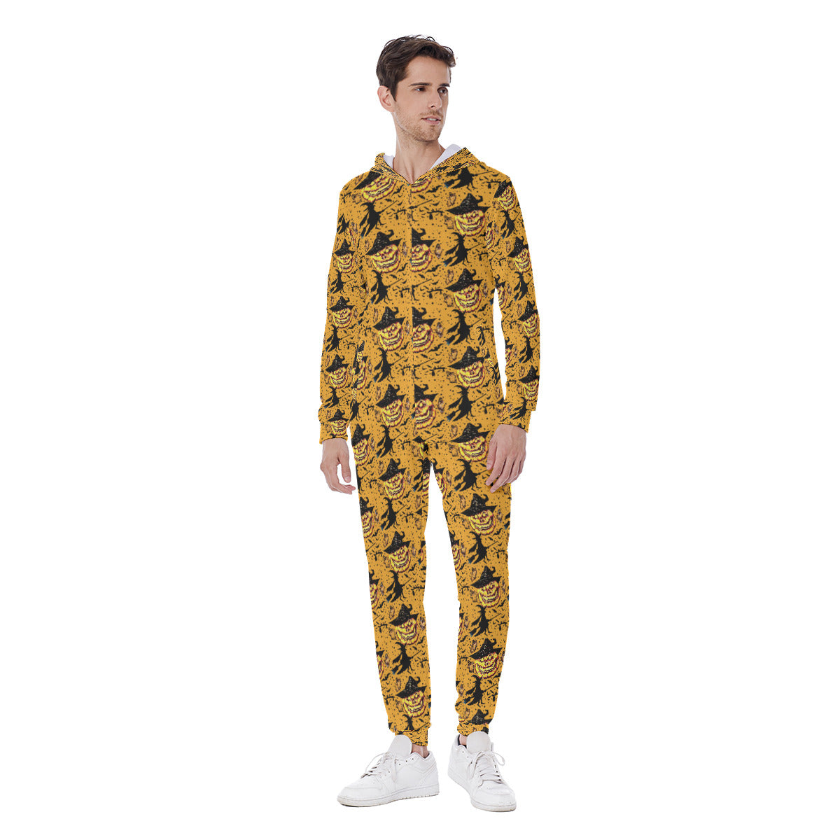 All-Over Print Men's Hooded Jumpsuit