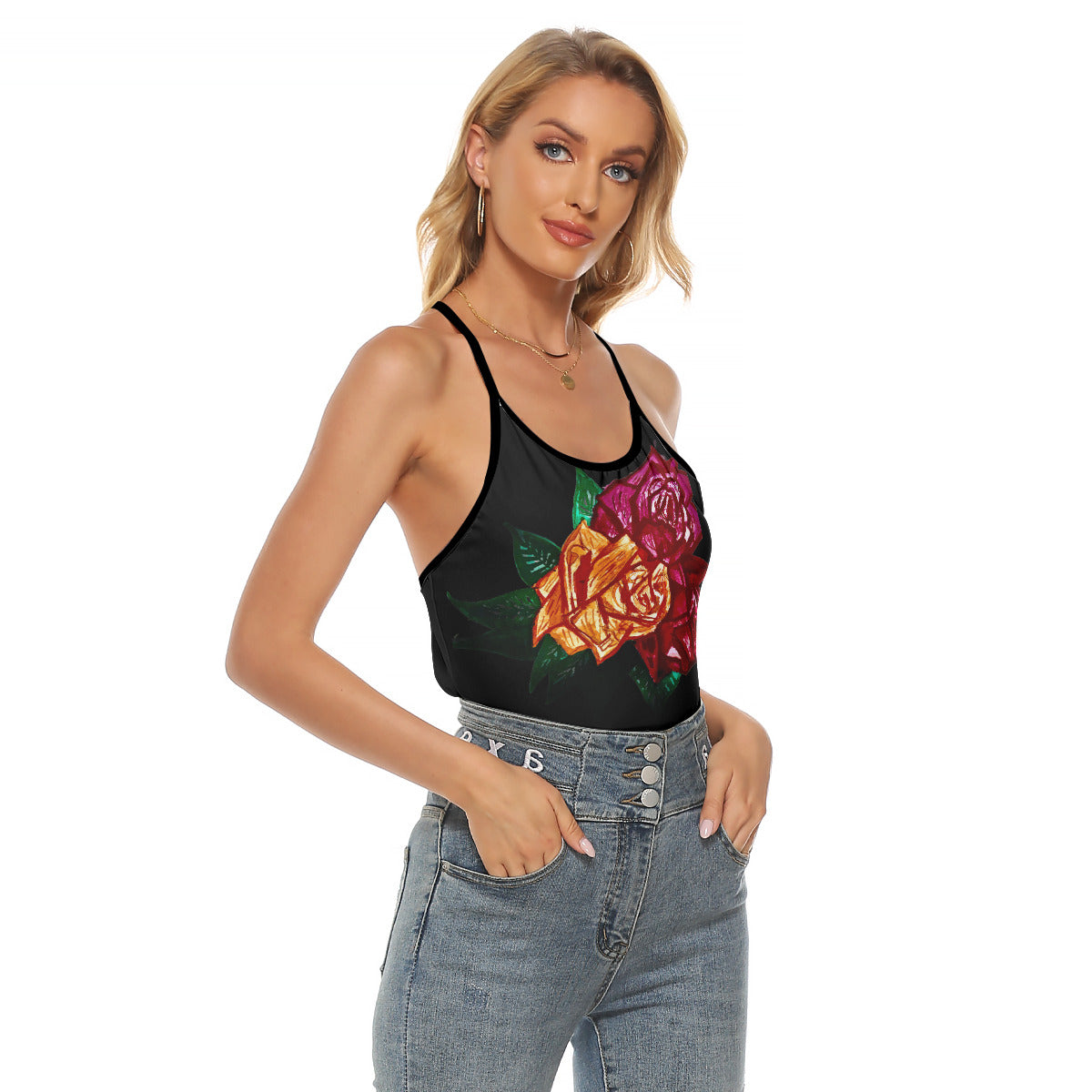 All-Over Print Women's Criss-Cross Open Back Tank Top