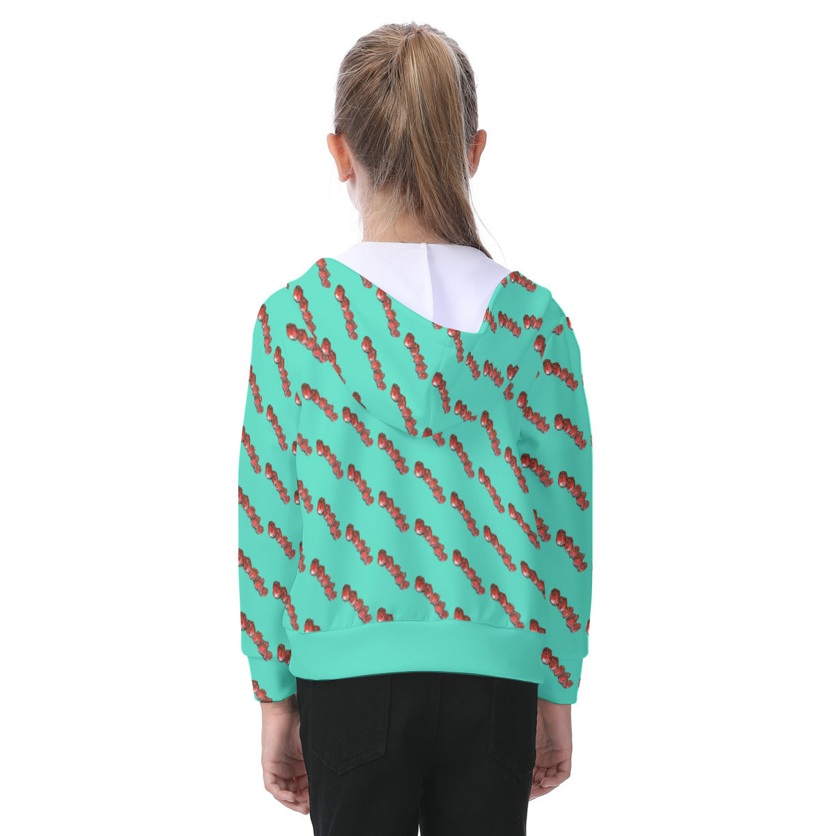 All-Over Print Kid's Zip-up Hoodie With Patch Pocket