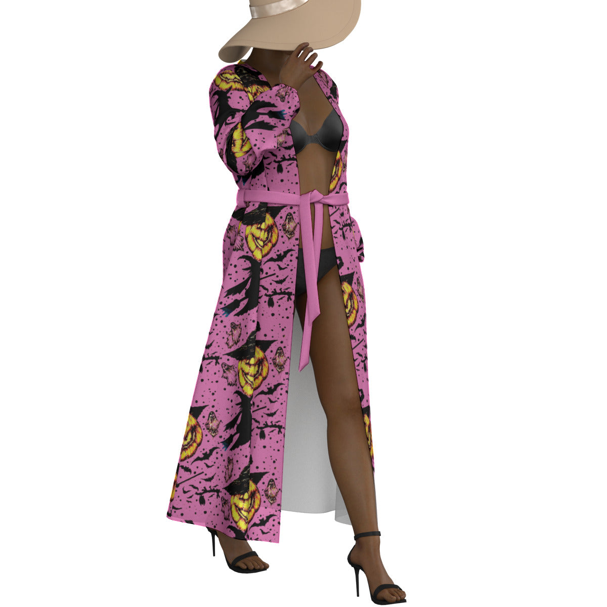 All-Over Print Women's Lace-up Chiffon Robe