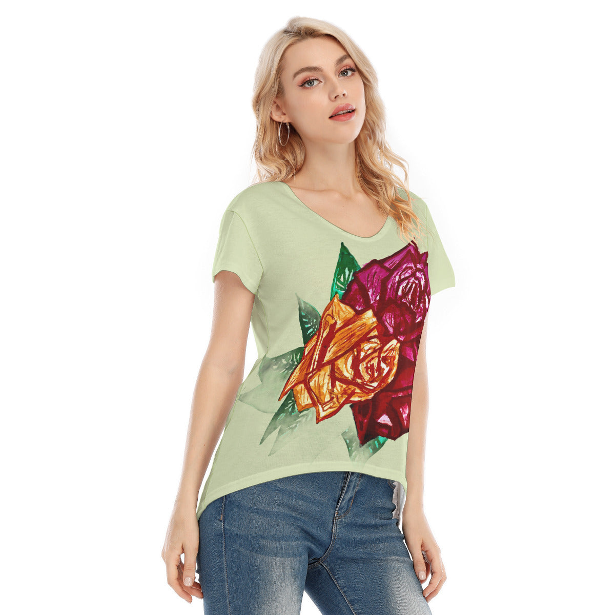 All-Over Print Women's V-neck Short Sleeve T-shirt