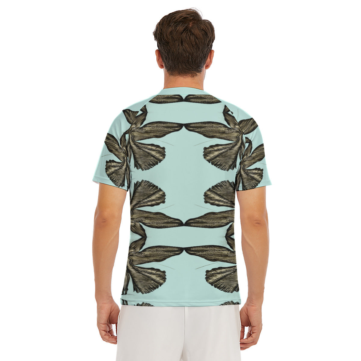 All-Over Print Men's Tight Surf Clothing With Half Sleeves