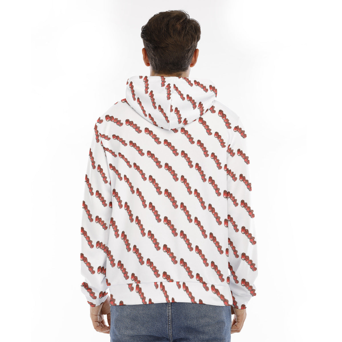 All-Over Print Men's Hoodie With Placket Double Zipper