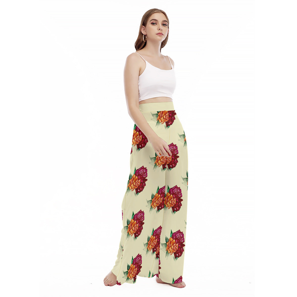 All-Over Print Women's High Waist Wide Leg Trousers