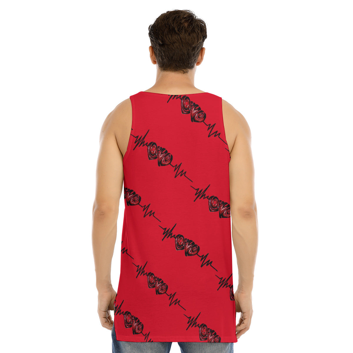 All-Over Print Men's Curved Hem Long Tank Top