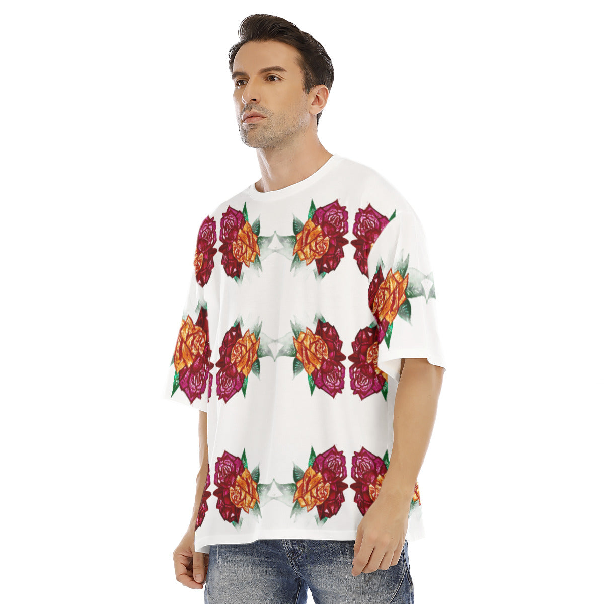 All-Over Print Men's Drop Shoulder T-shirt With Short Sleeve