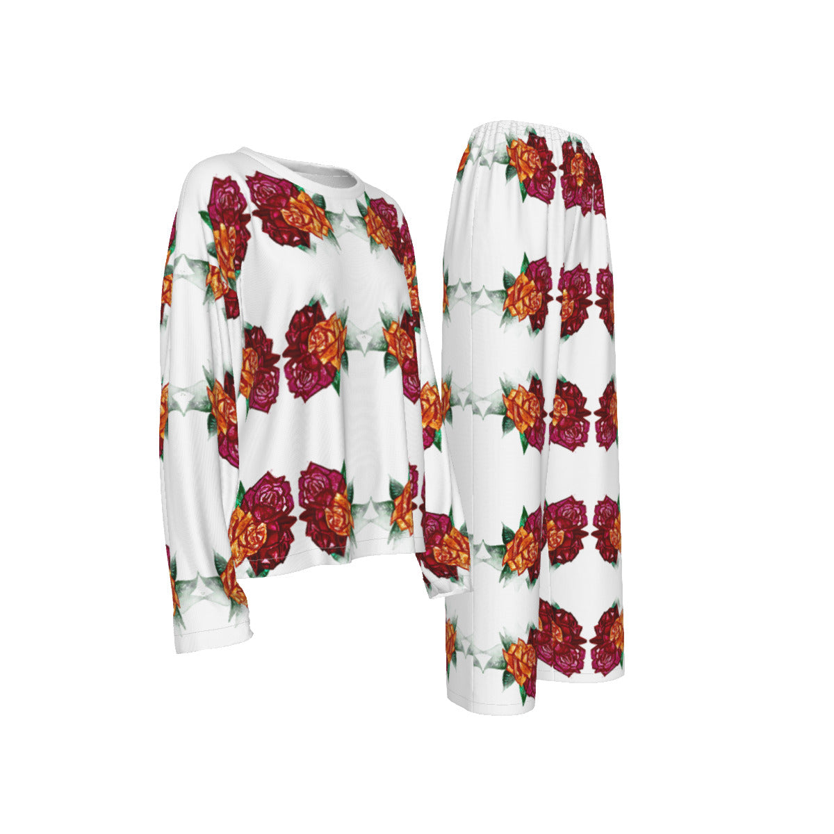 All-Over Print Women's Casual Long-Sleeves Trouser Suit