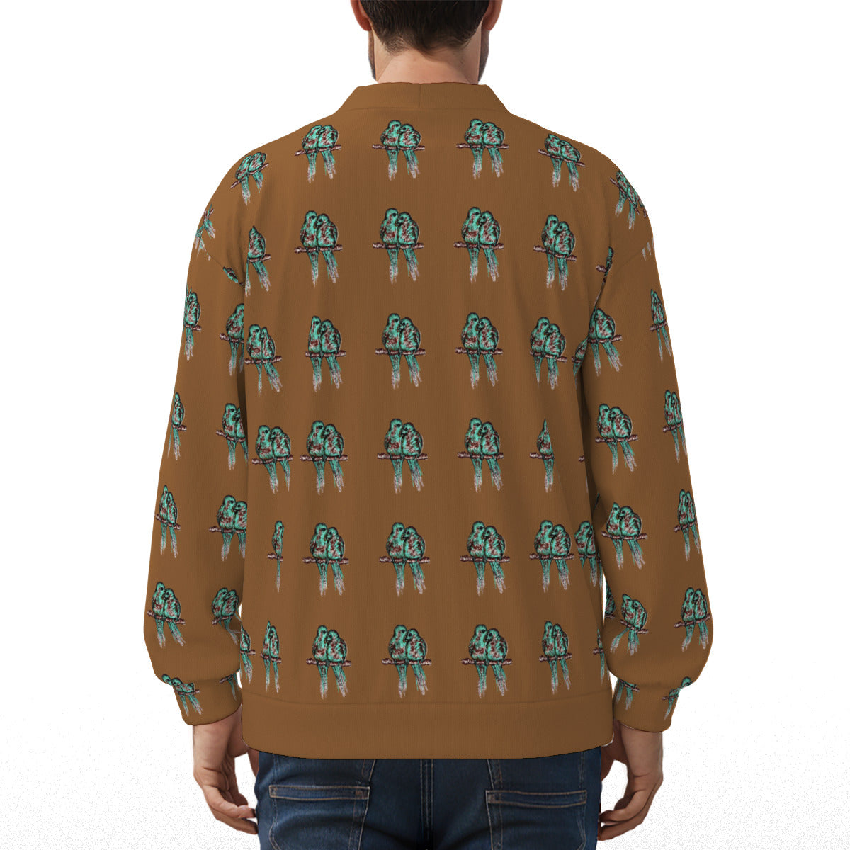 All-Over Print Unisex V-neck Knitted Fleece Cardigan With Button Closure