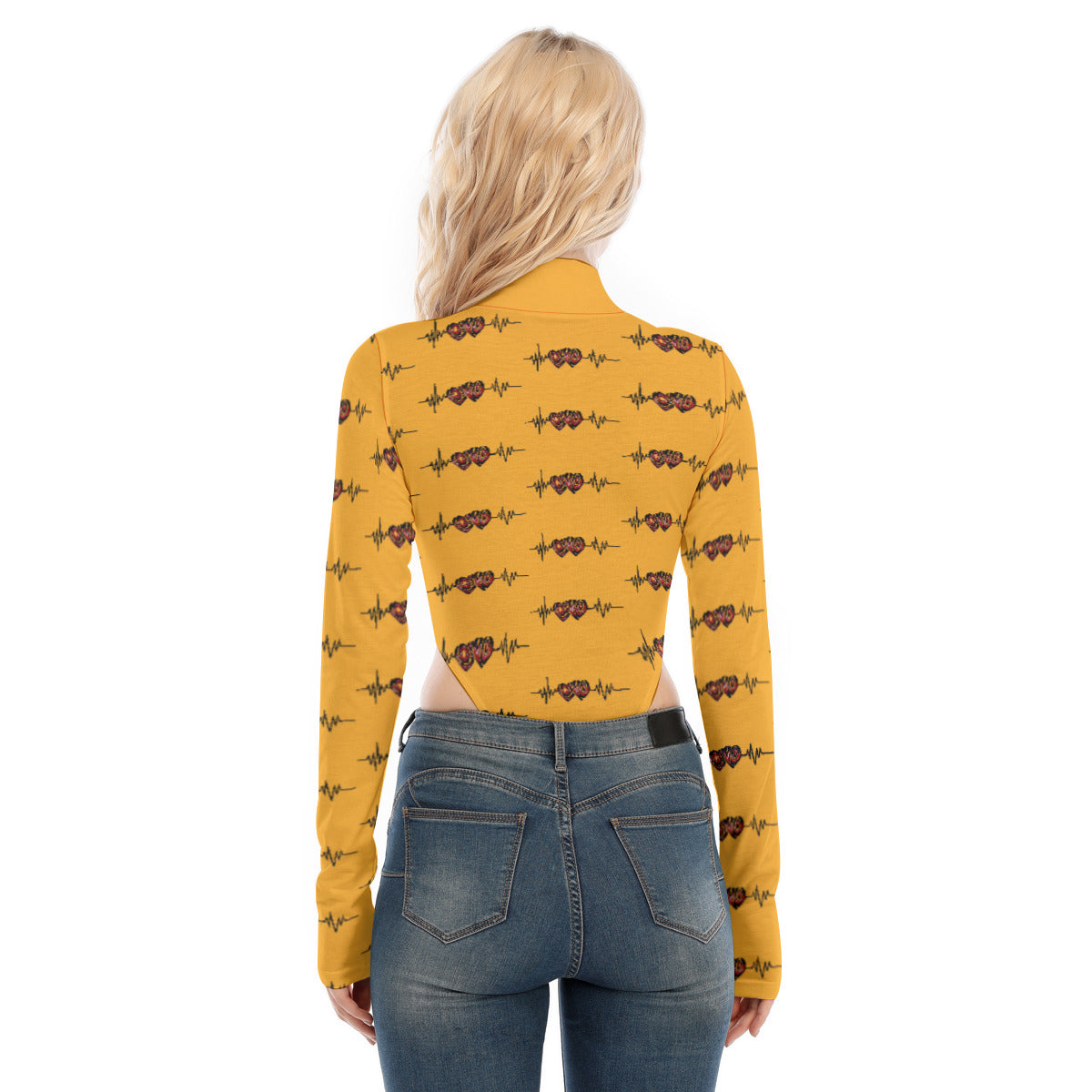 All-Over Print Women's Turtleneck Long Sleeve Jumpsuits