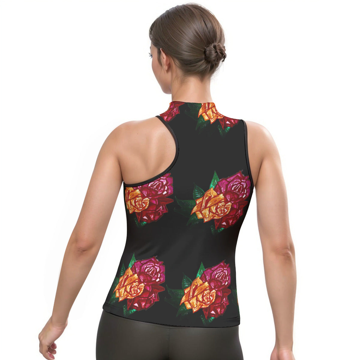 All-Over Print Women's Halter Sleeveless Asymmetrical Tank Top