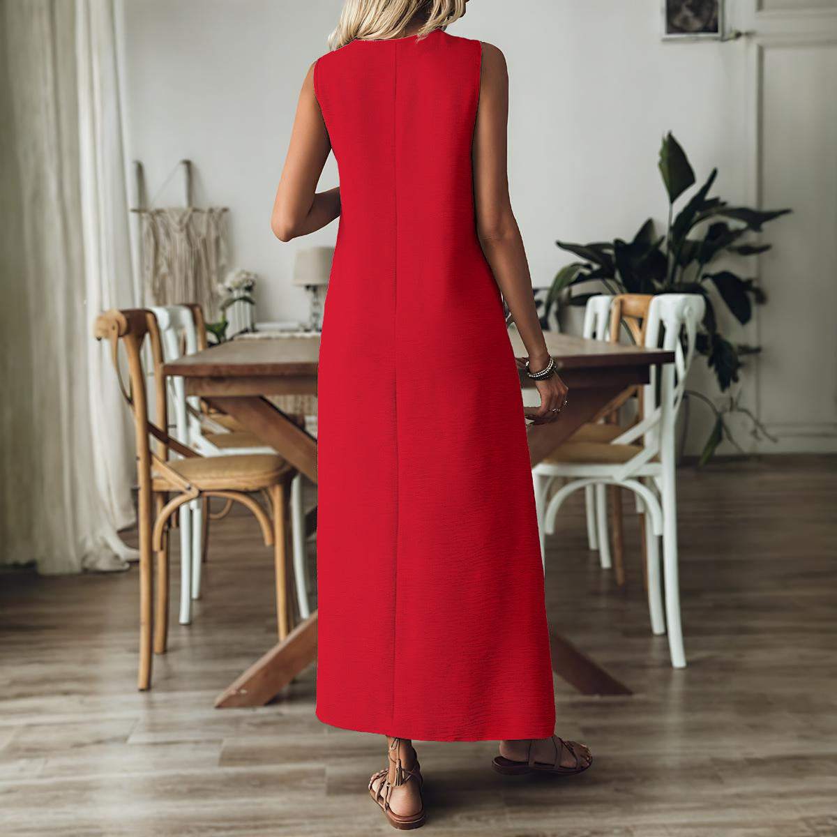 All-Over Print Women's V-Neck Long Dress