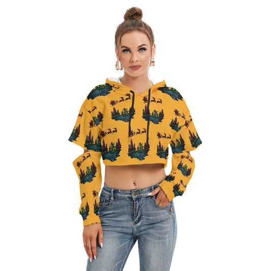 All-Over Print Women's Heavy Fleece Hoodie With Hollow Out Sleeve