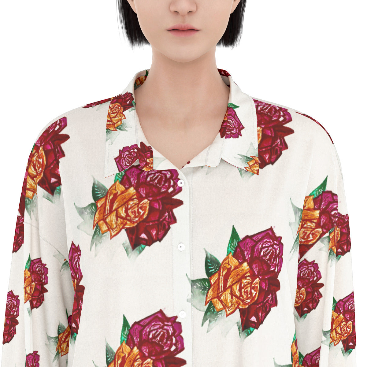 All-Over Print Women's Long Shirt Dress | Rayon