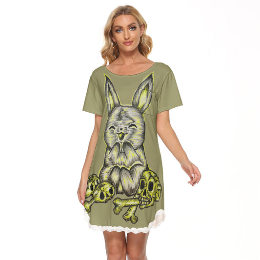 All-Over Print Women's Dress With Lace Edge