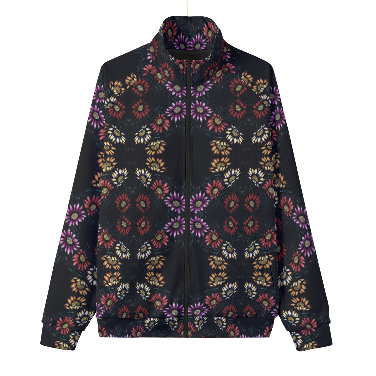 All-Over Print Unisex Stand Collar Black Lining Jacket