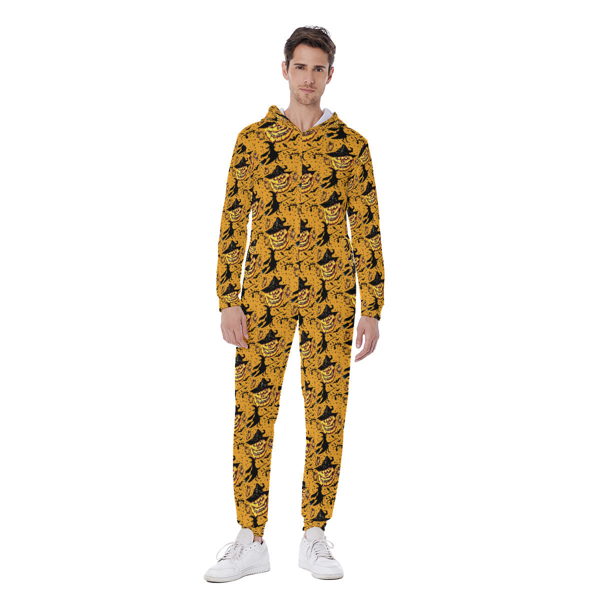 All-Over Print Men's Hooded Jumpsuit