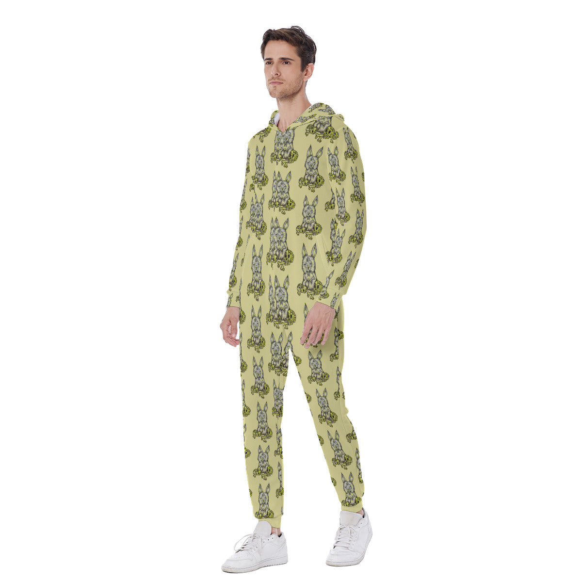 All-Over Print Men's Hooded Jumpsuit