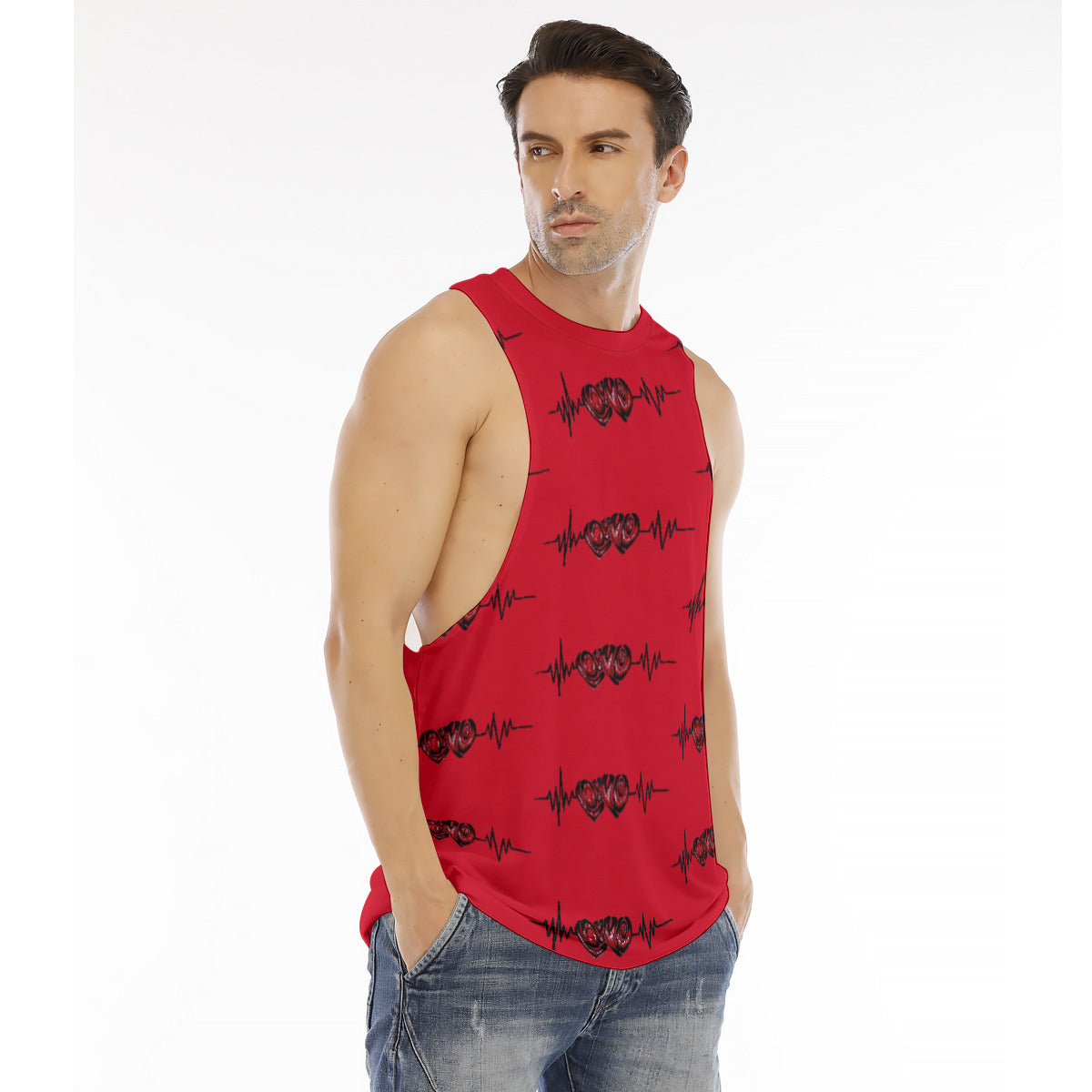 All-Over Print Men's O-neck Long Tank Top