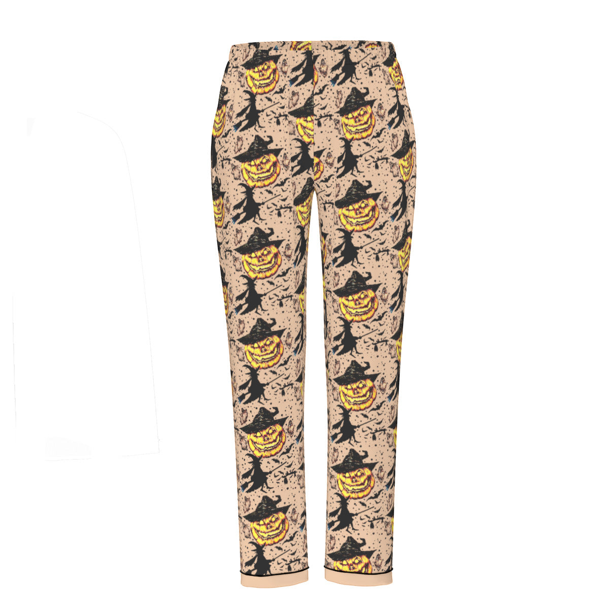 All-Over Print Women's Long Sleeve Pajama Set With Black Contrast Piping