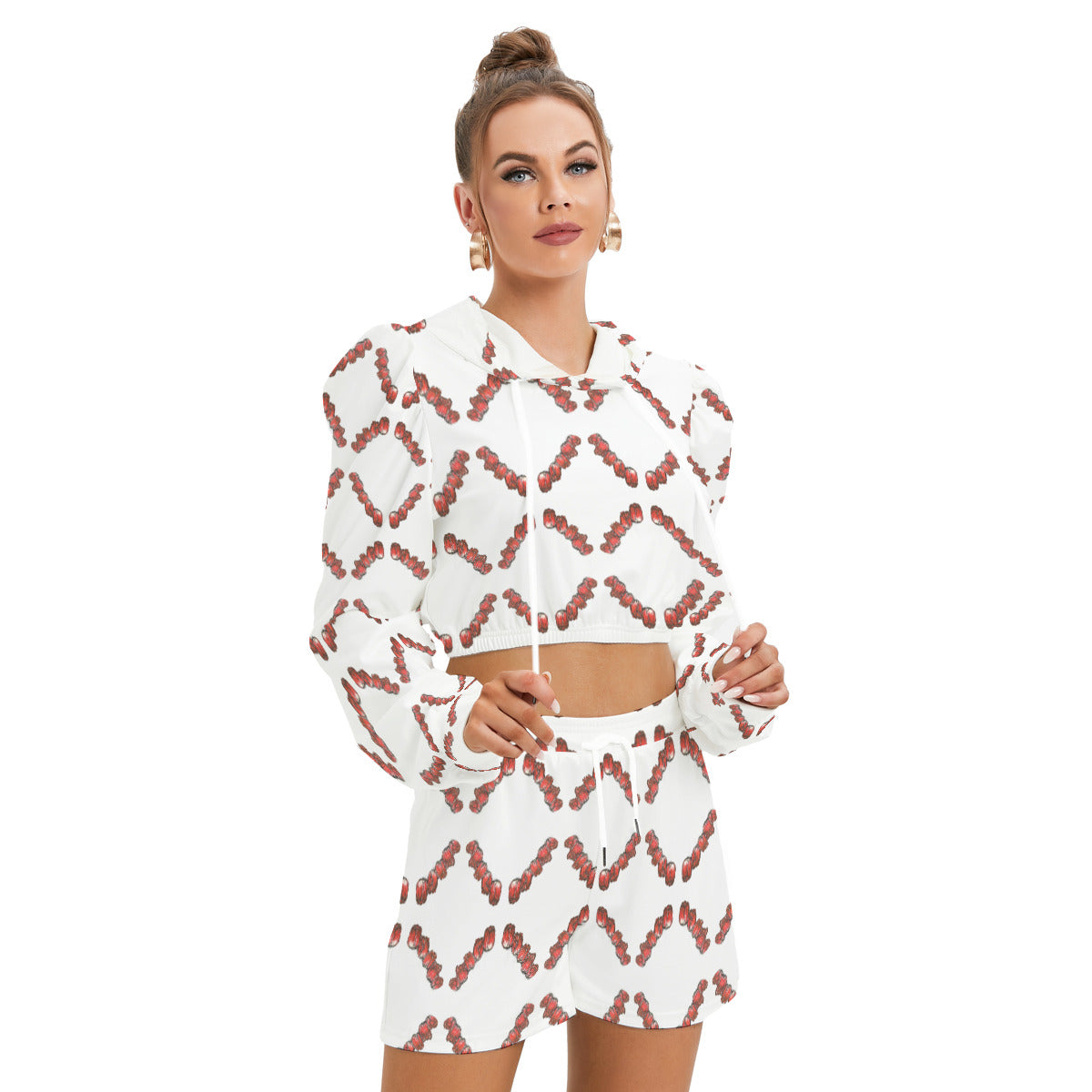 All-Over Print Women's Mirco Fleece Hoodie And Shorts Set