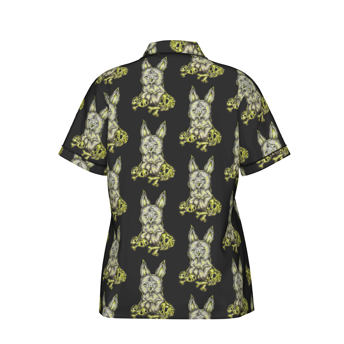 All-Over Print Women's Imitation Silk Pajama Set With Short Sleeve
