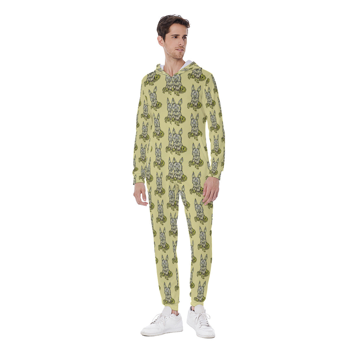 All-Over Print Men's Hooded Jumpsuit