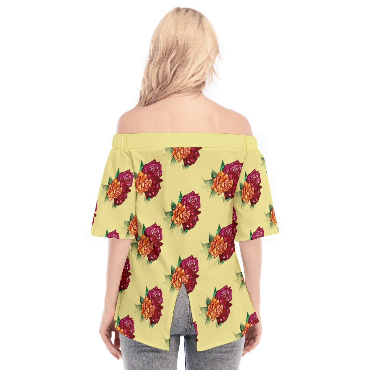 All-Over Print Women's Off-shoulder Flared Sleeves Dress