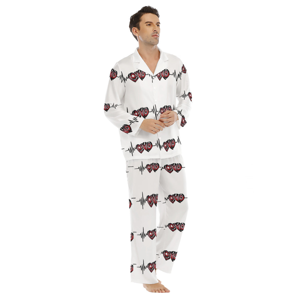 All-Over Print Men's Lapel Pajama Set