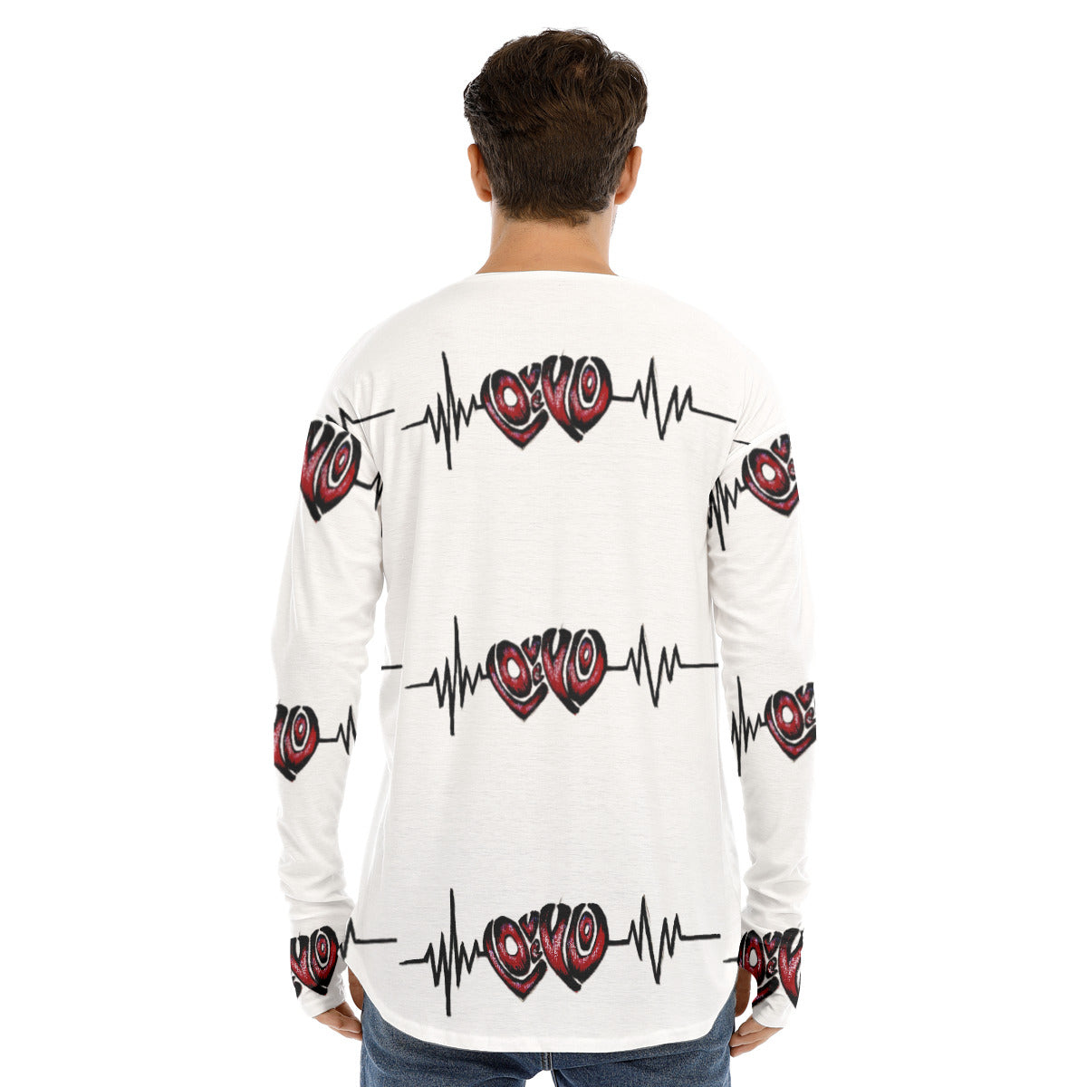 All-Over Print Men's Fingerless Long Sleeve T-shirt