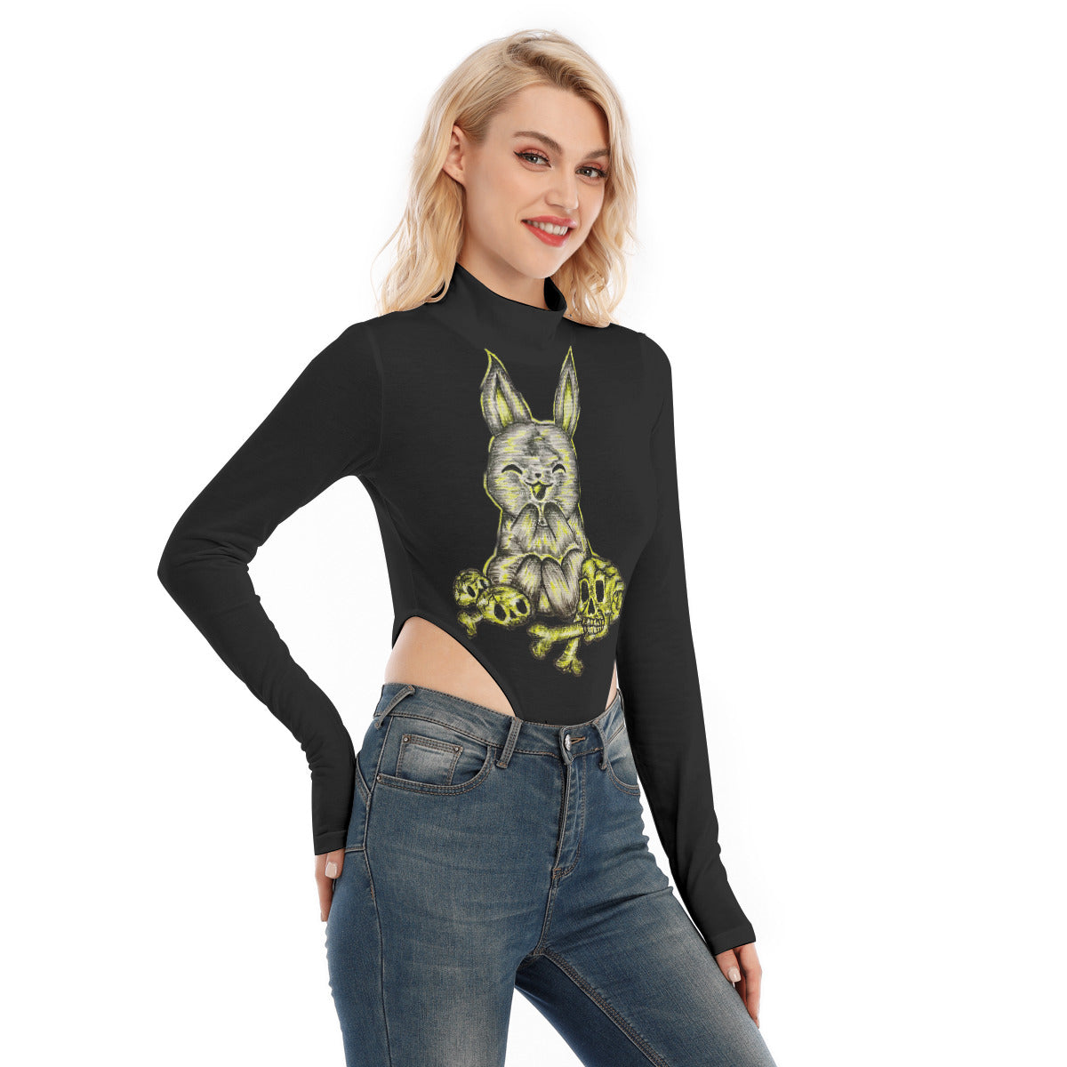 All-Over Print Women's Turtleneck Long Sleeve Jumpsuits