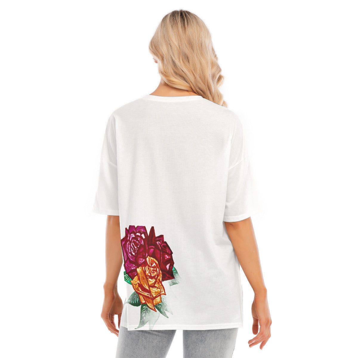 All-Over Print Women's Short Sleeves T-shirt With Hem Split