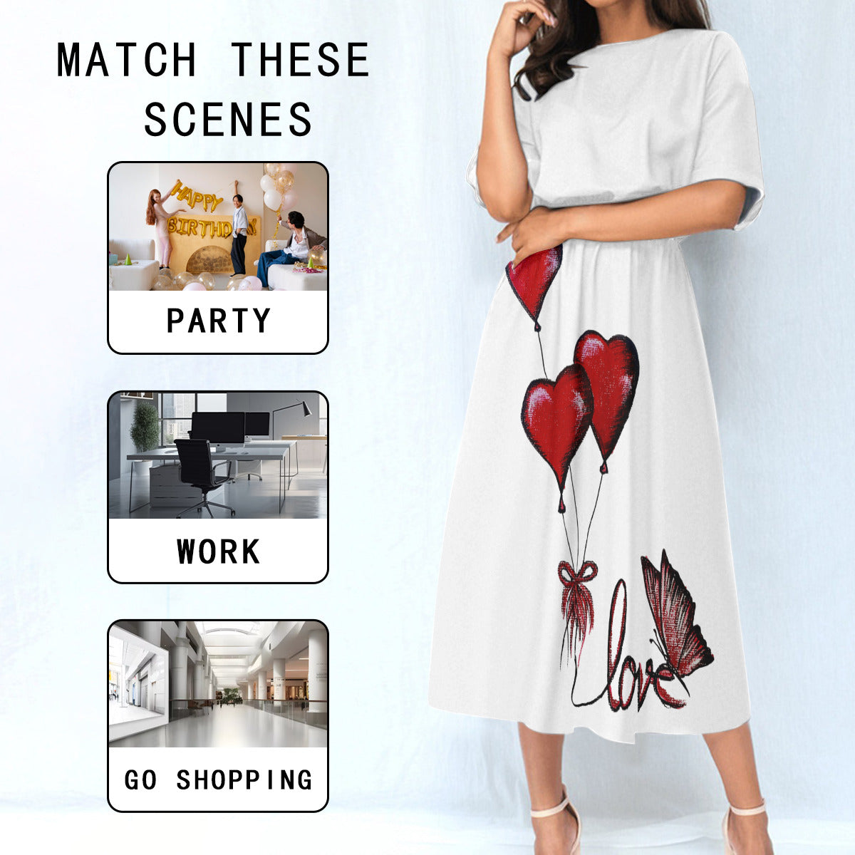 All-Over Print Women's Elastic Waist Dress