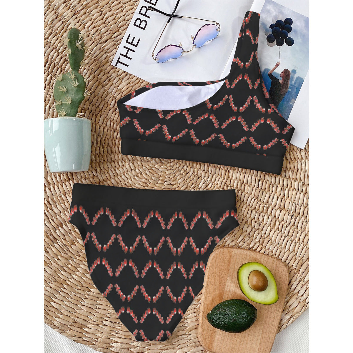 All-Over Print Women's Bikini With Single Shoulder