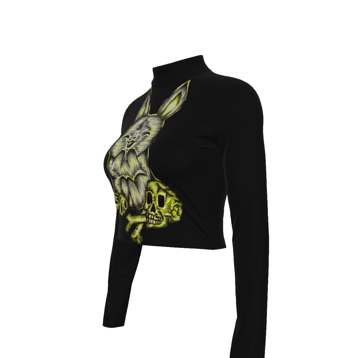 Eco-Friendly All-Over Print Women's Turtleneck T-shirt With Long Sleeve