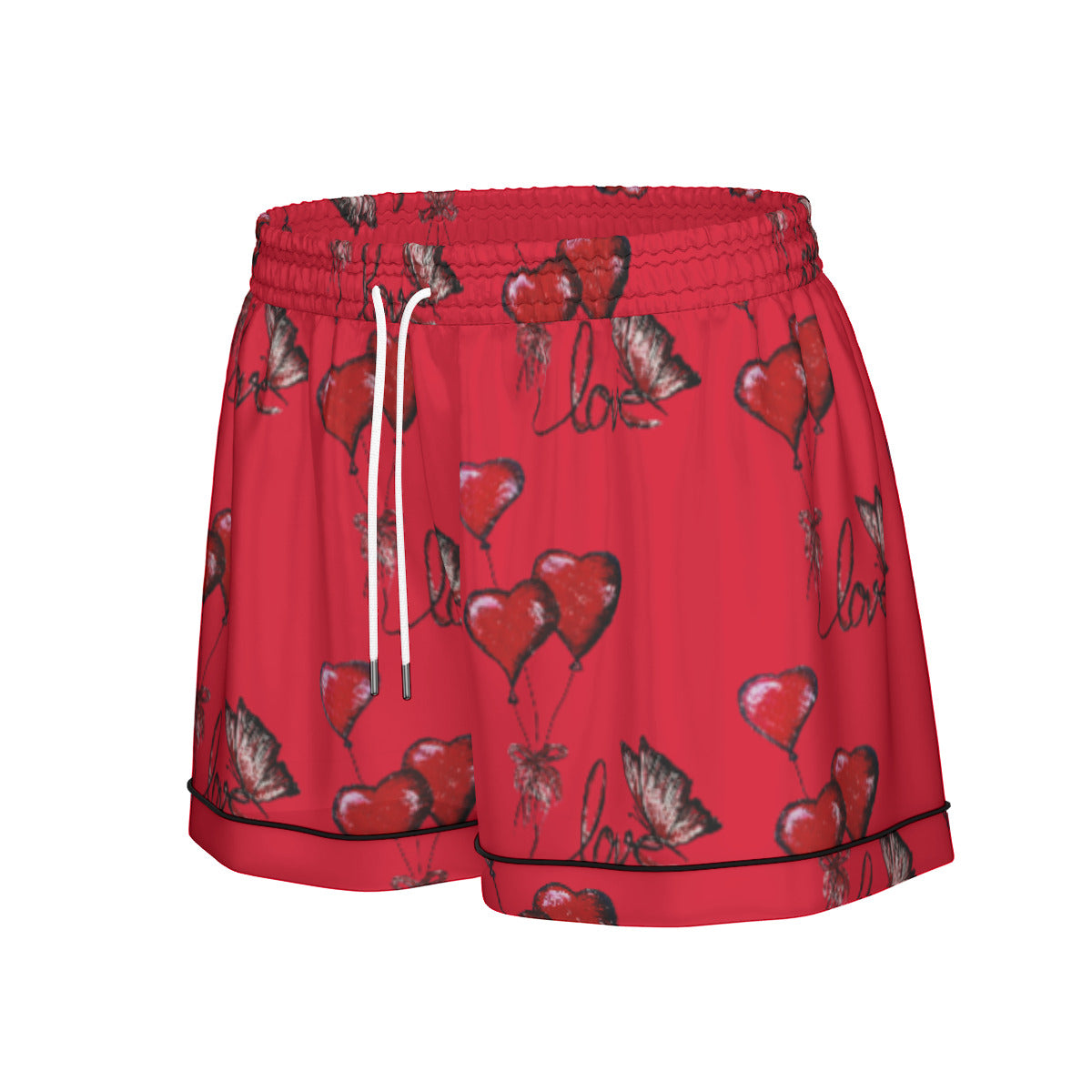All-Over Print Women's Imitation Silk Pajama Set With Short Sleeve
