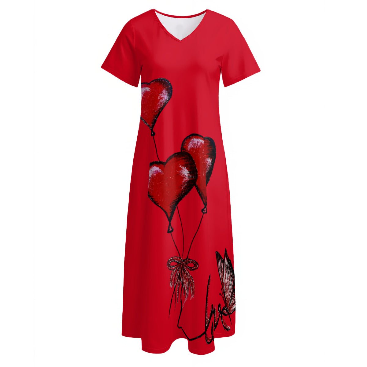 All-Over Print Women's V-neck Dress With Side Slit