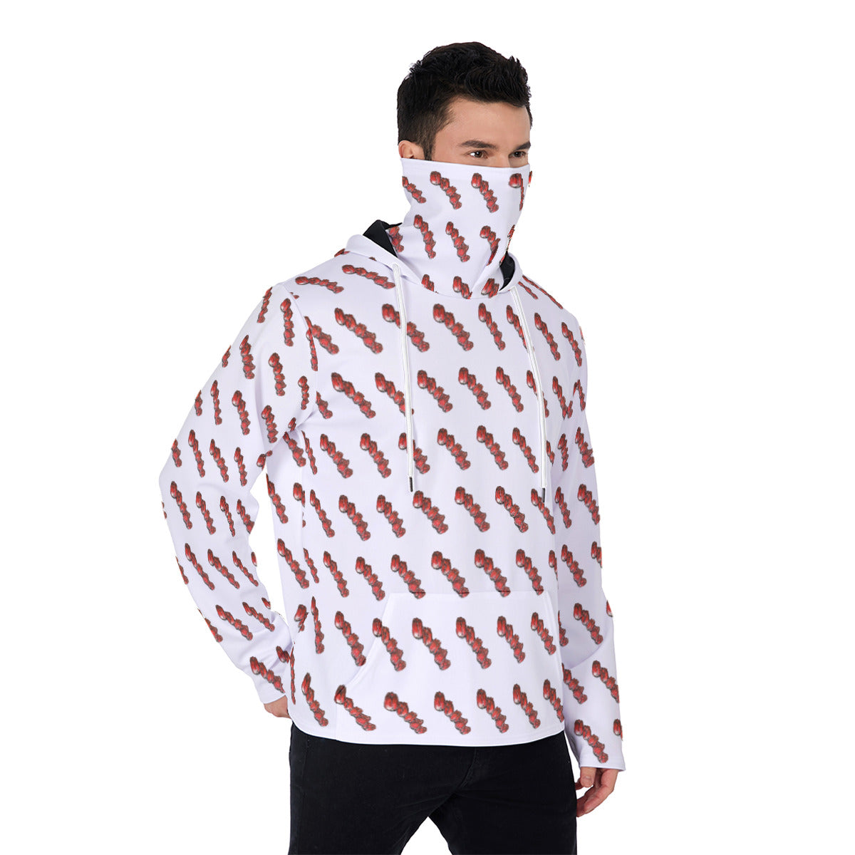 All-Over Print Men's Heavy Fleece Hoodie With Mask