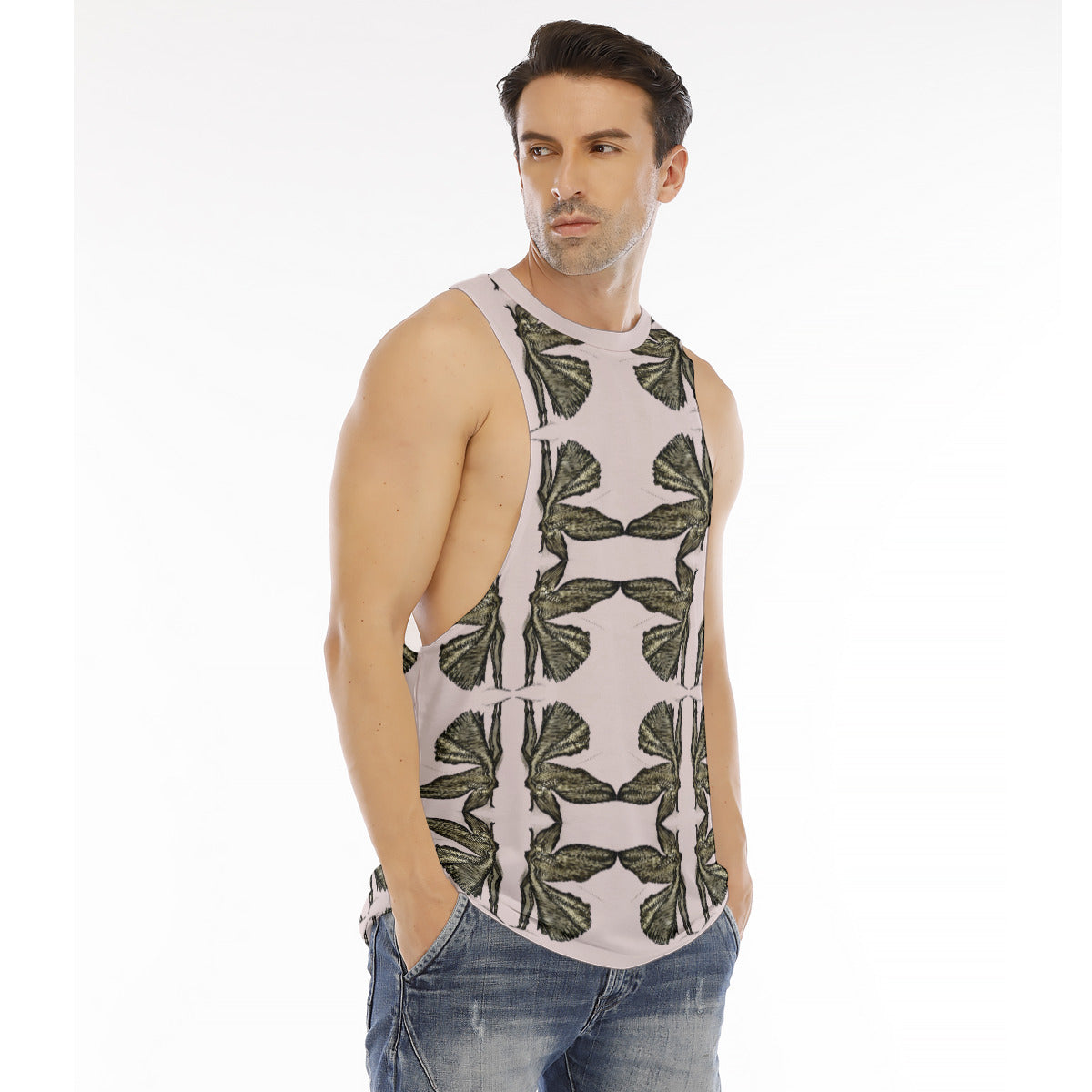 All-Over Print Men's O-neck Long Tank Top