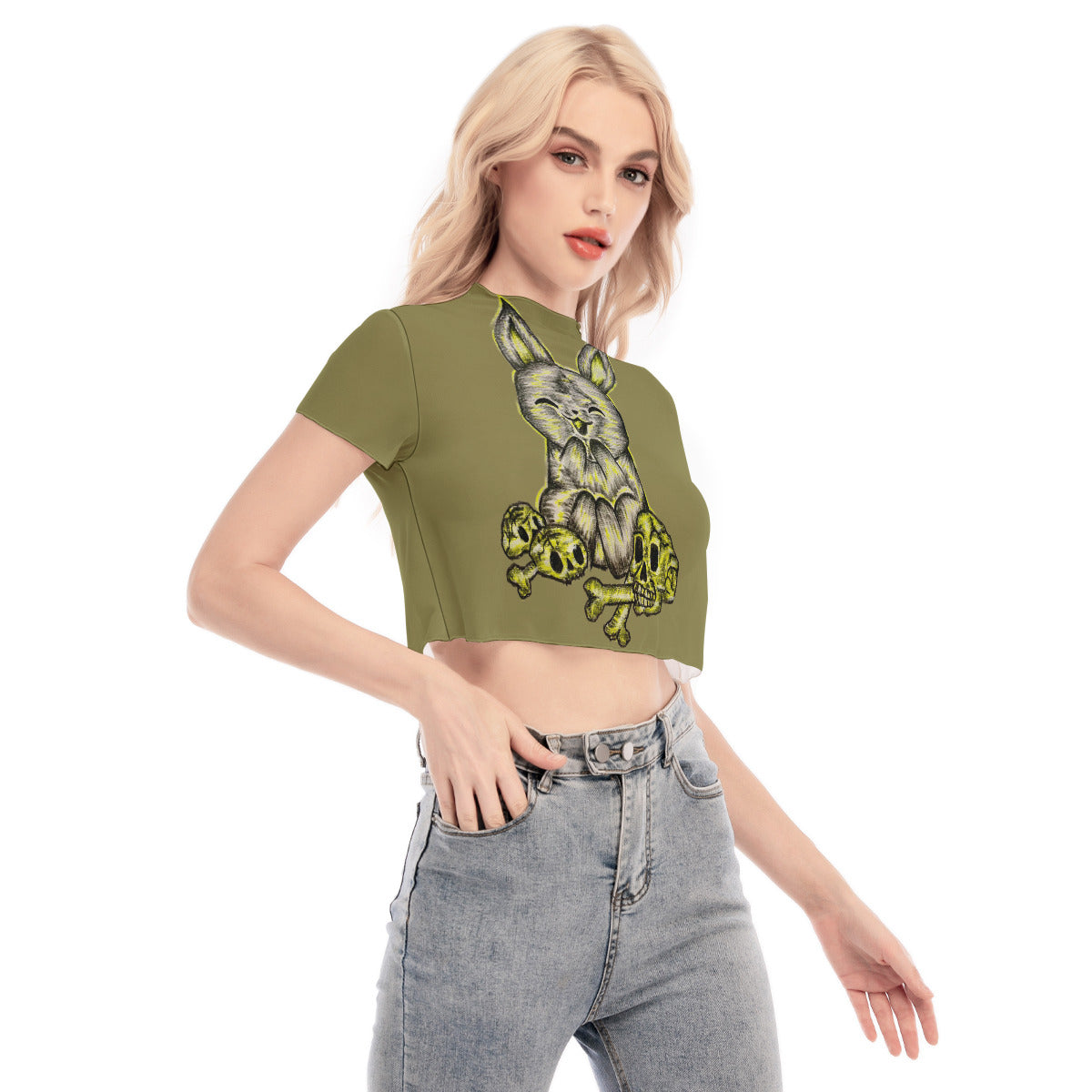 All-Over Print Women's Short Sleeves Mesh Crop Top