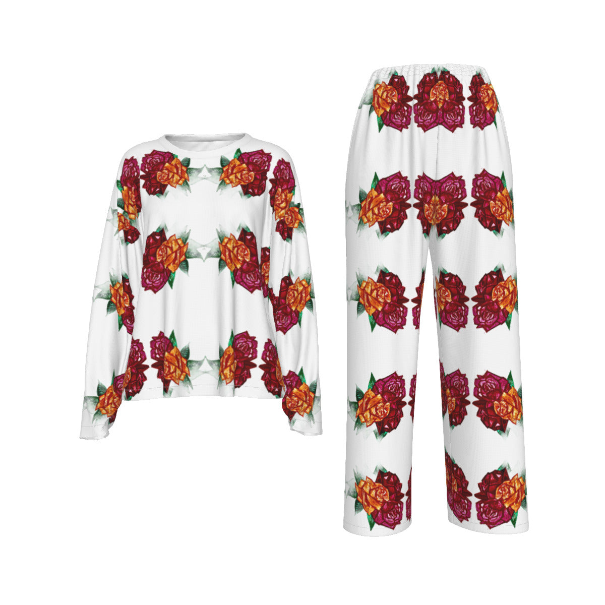 All-Over Print Women's Casual Long-Sleeves Trouser Suit