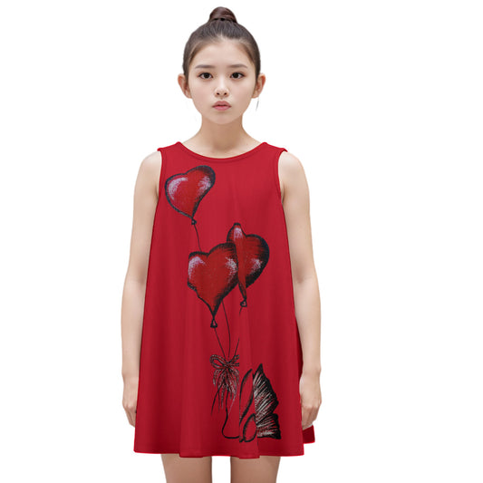 All-Over Print Kid's Sleeveless Dress | 180GSM Cotton