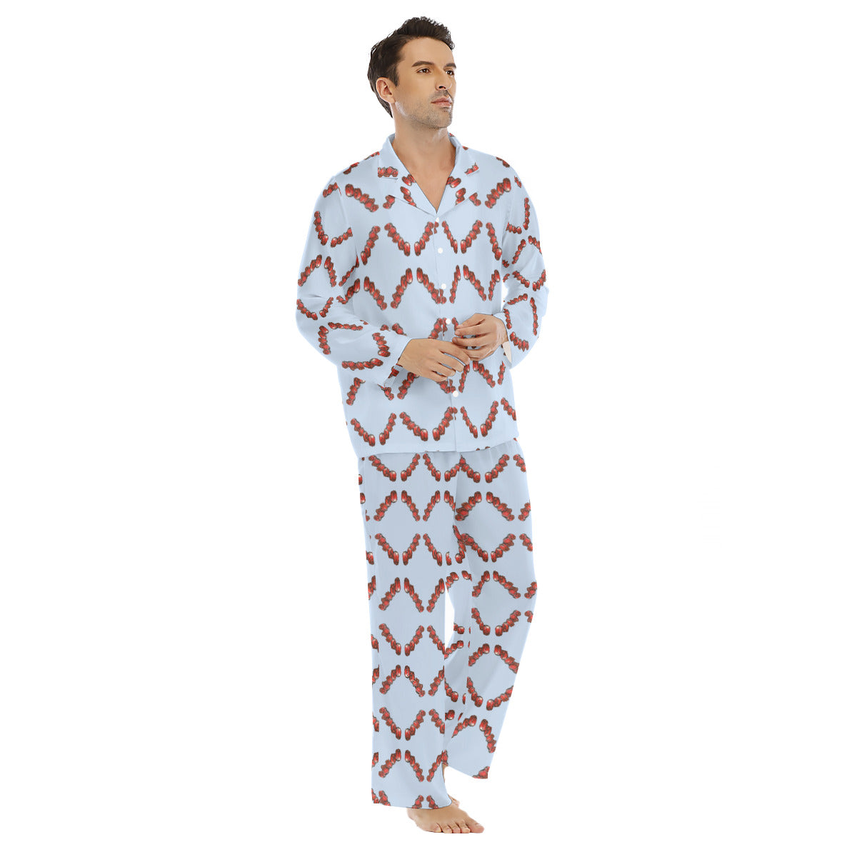 All-Over Print Men's Lapel Pajama Set