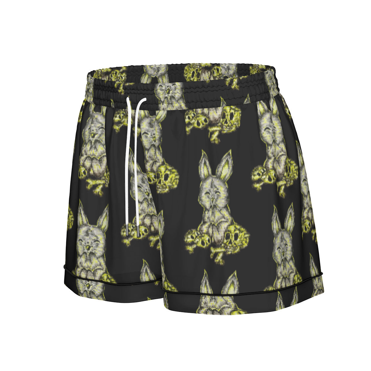 All-Over Print Women's Imitation Silk Pajama Set With Short Sleeve