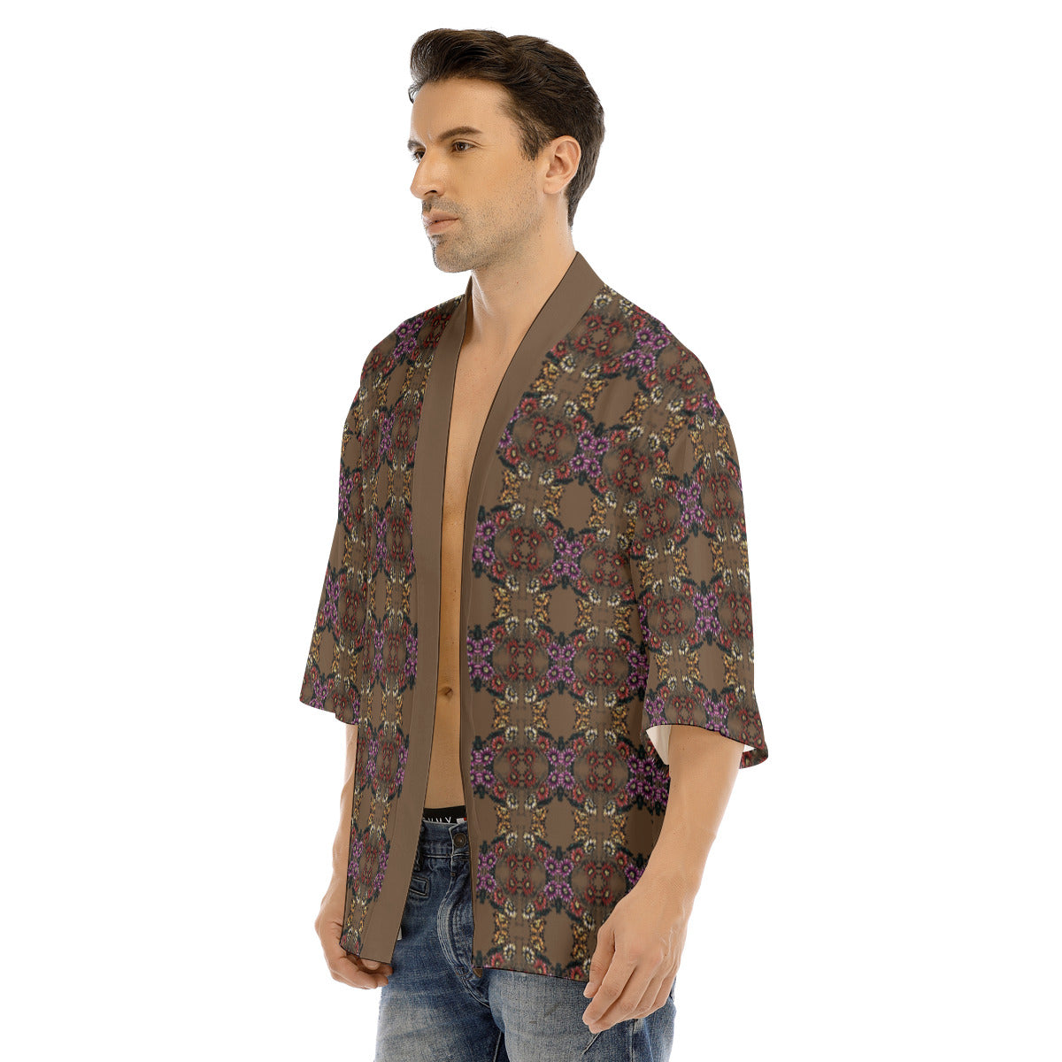 All-Over Print Men's Drop-shoulder Short Coat