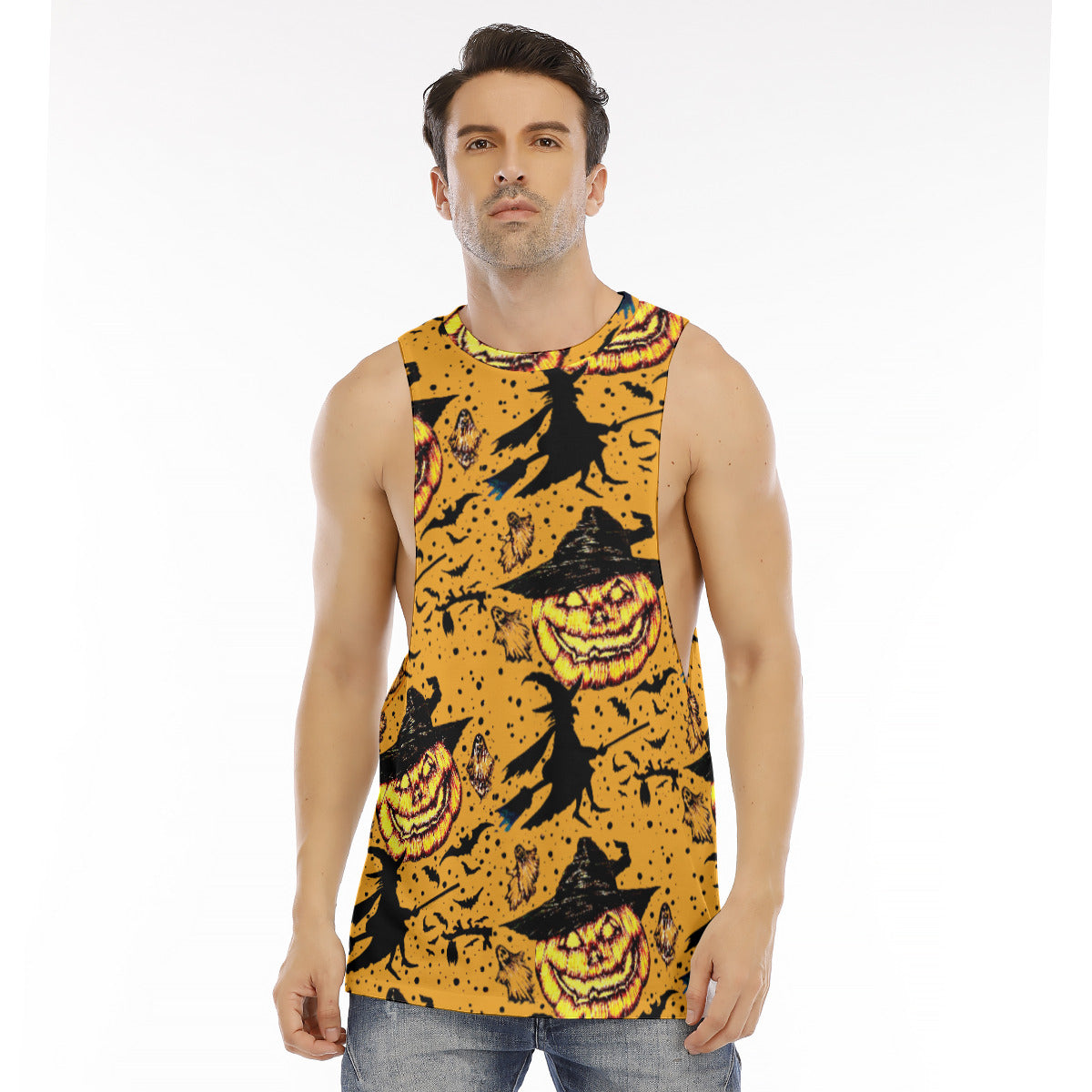 All-Over Print Men's O-neck Long Tank Top