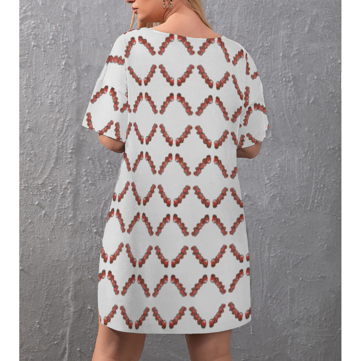 All-Over Print Women's Drop-Shoulder T-Shirt with Side Split and Shorts (Plus Size)